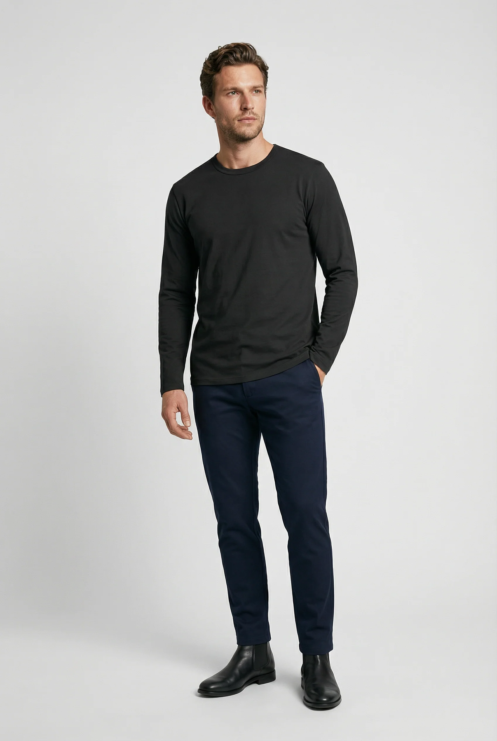 Bevis Long Sleeve Cotton T-shirt - Grey - Image 3