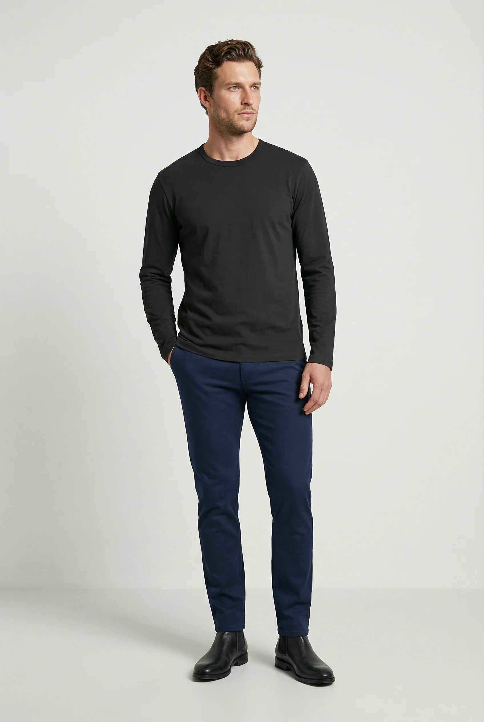 Bevis Long Sleeve Cotton T-shirt - Grey - Image 4