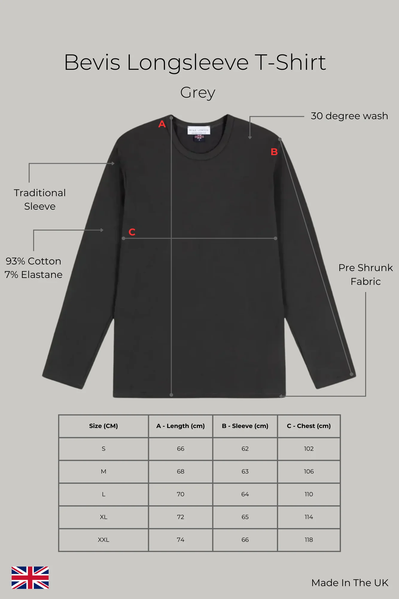 Bevis Long Sleeve Cotton T-shirt - Grey - Image 6