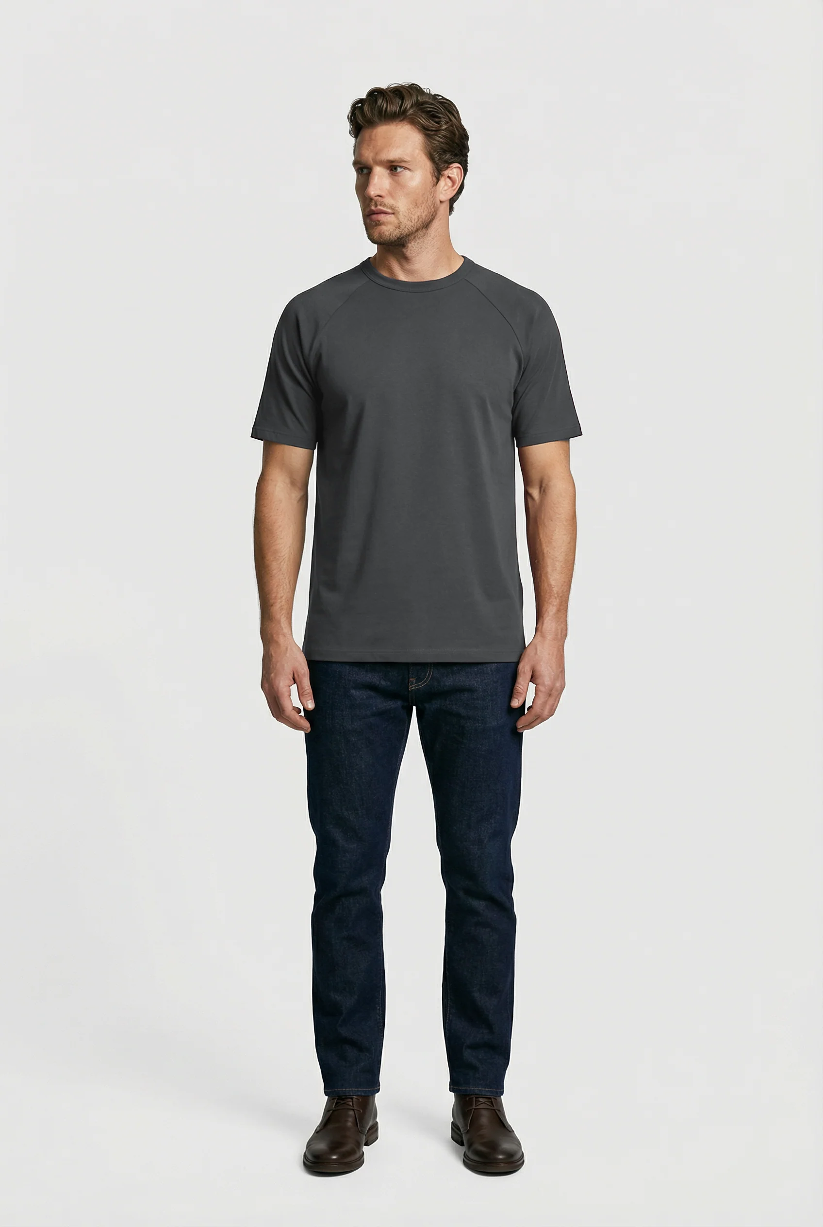 Hoxton Raglan Sleeve Fitted T-shirt - Grey - Image 4
