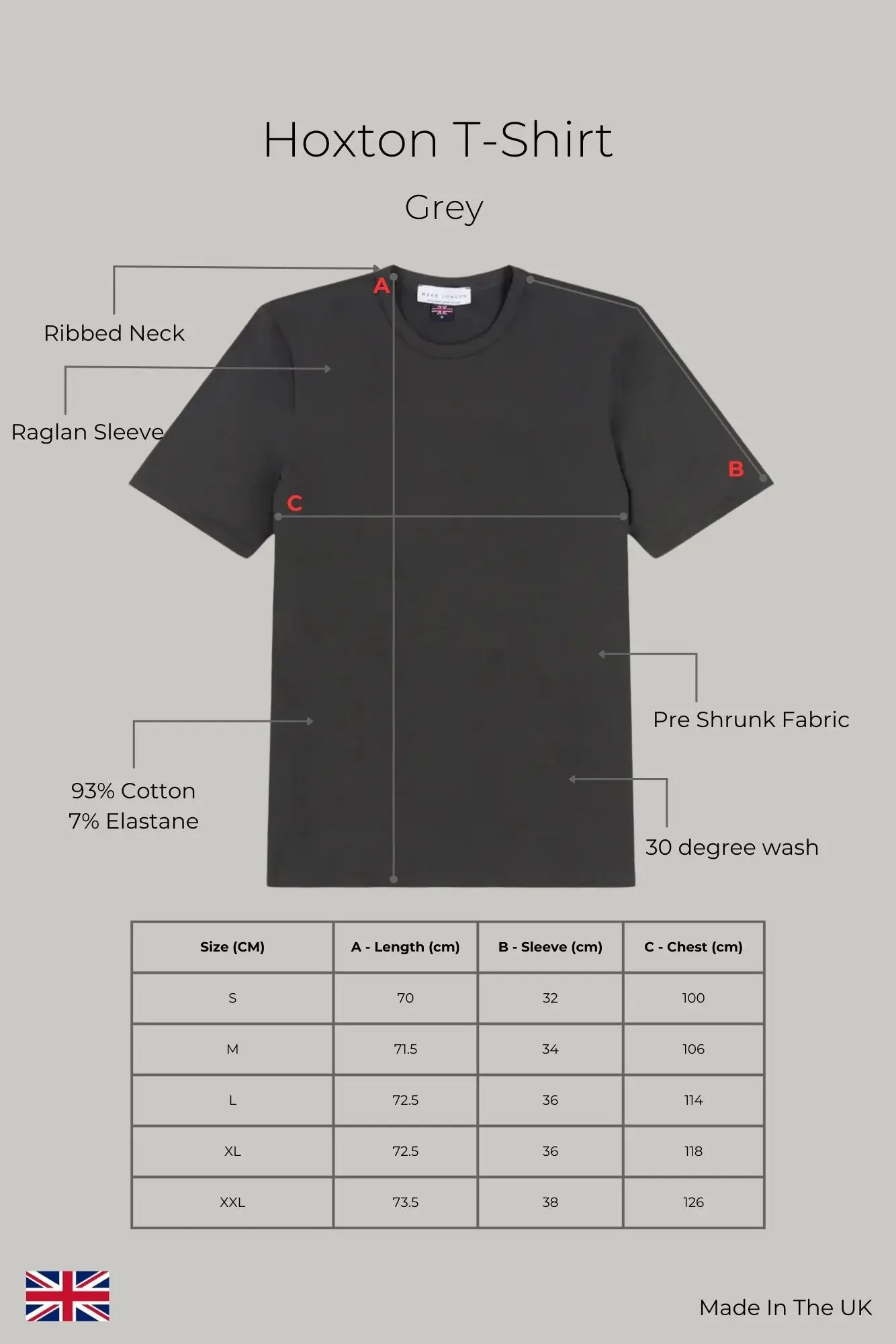 Hoxton Raglan Sleeve Fitted T-shirt - Grey - Image 6