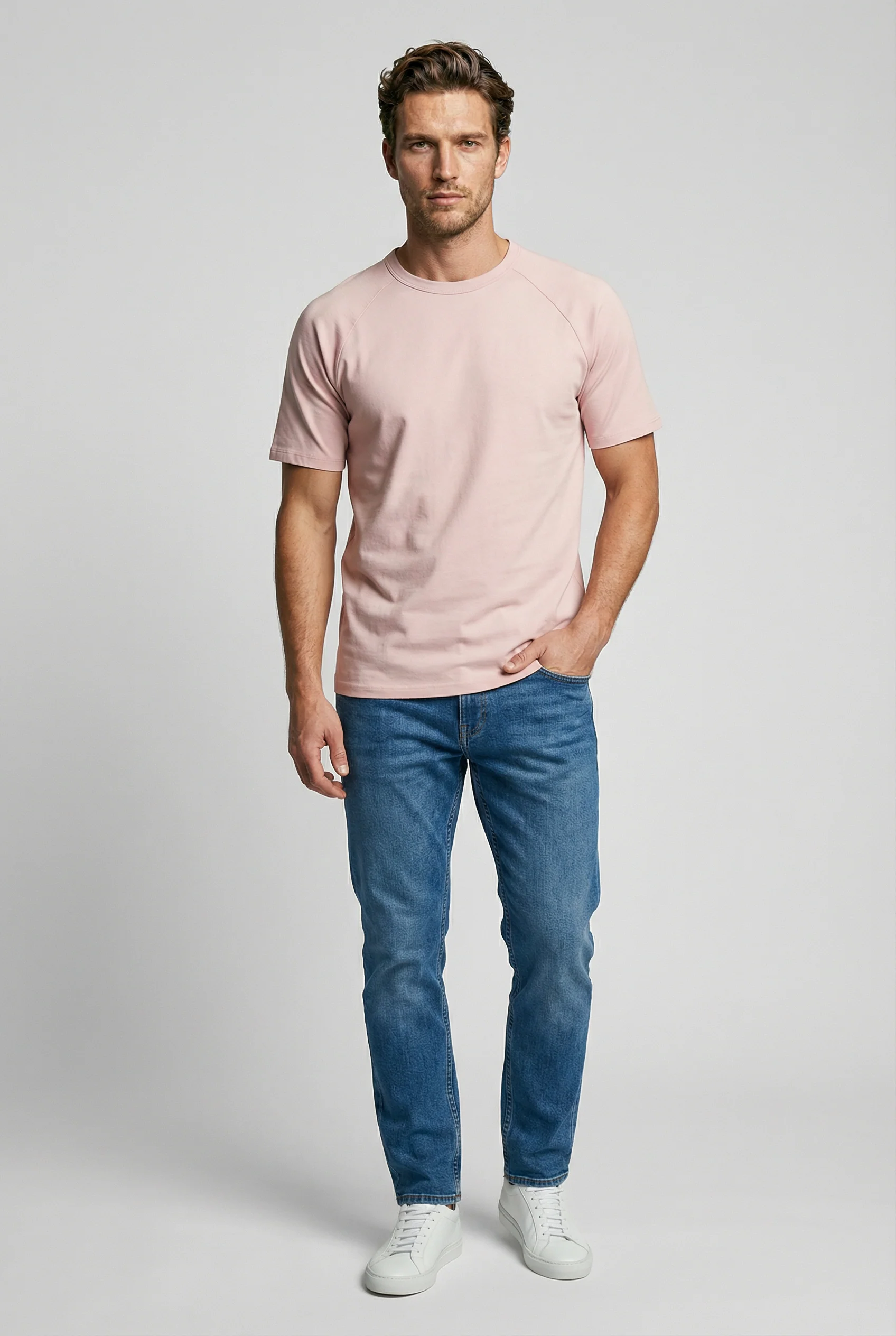 Hoxton Raglan Sleeve Fitted T-shirt - Nude - Image 4