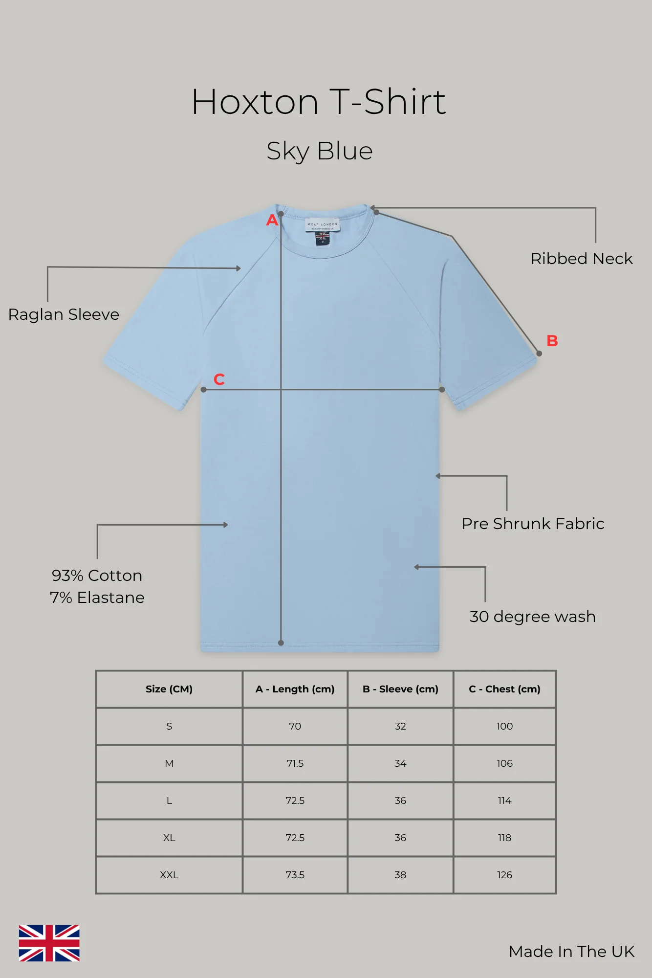 Hoxton Raglan Sleeve Fitted T-shirt - Sky Blue - Image 9