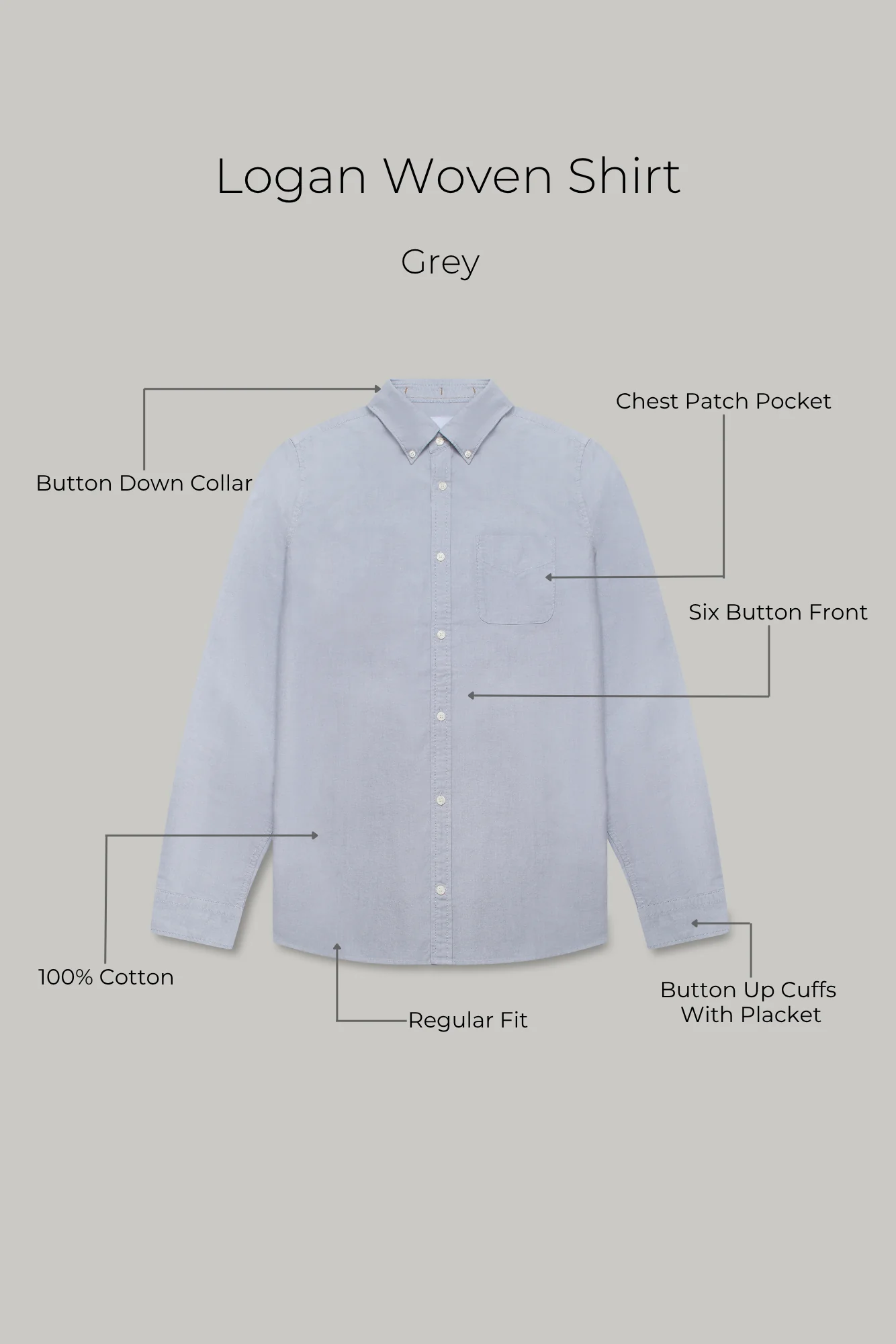 Logan Woven Shirt - Grey - Image 7