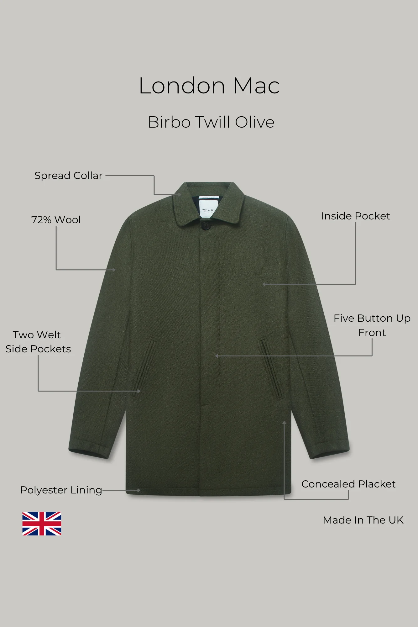 London Mac - Birbo Twill Olive - Image 10