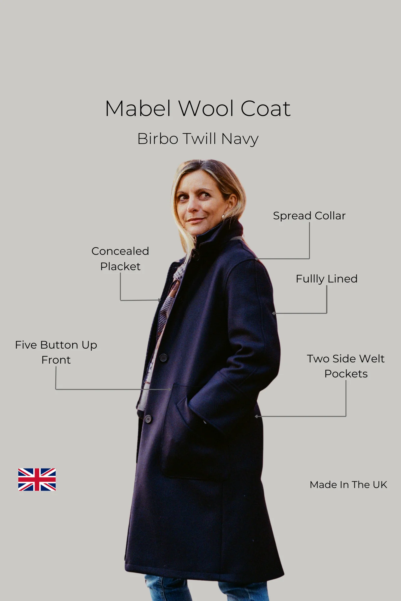 Mabel wool coat - Birbo Twill Navy - Image 6