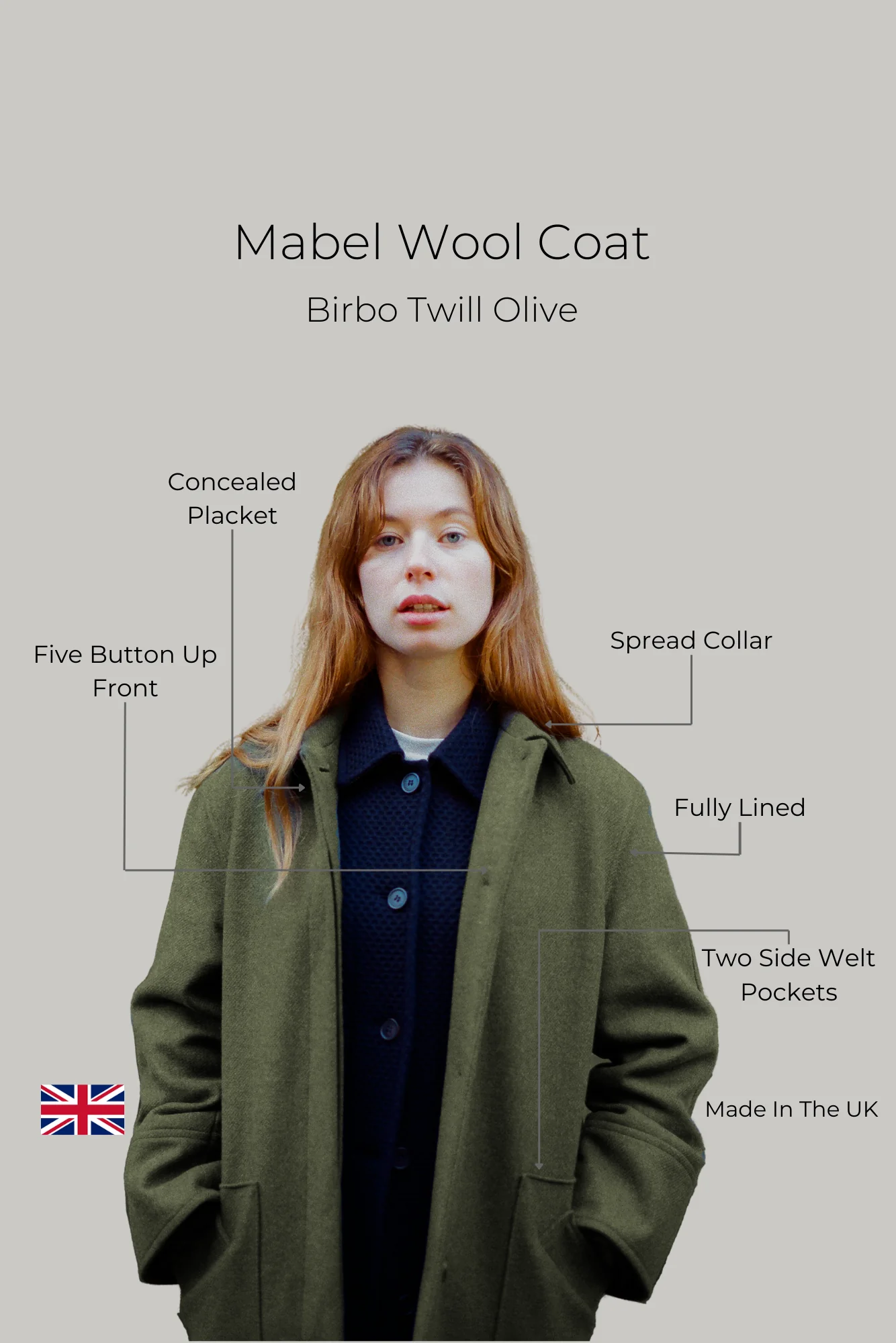 Mabel wool coat - Birbo Twill Olive - Image 6