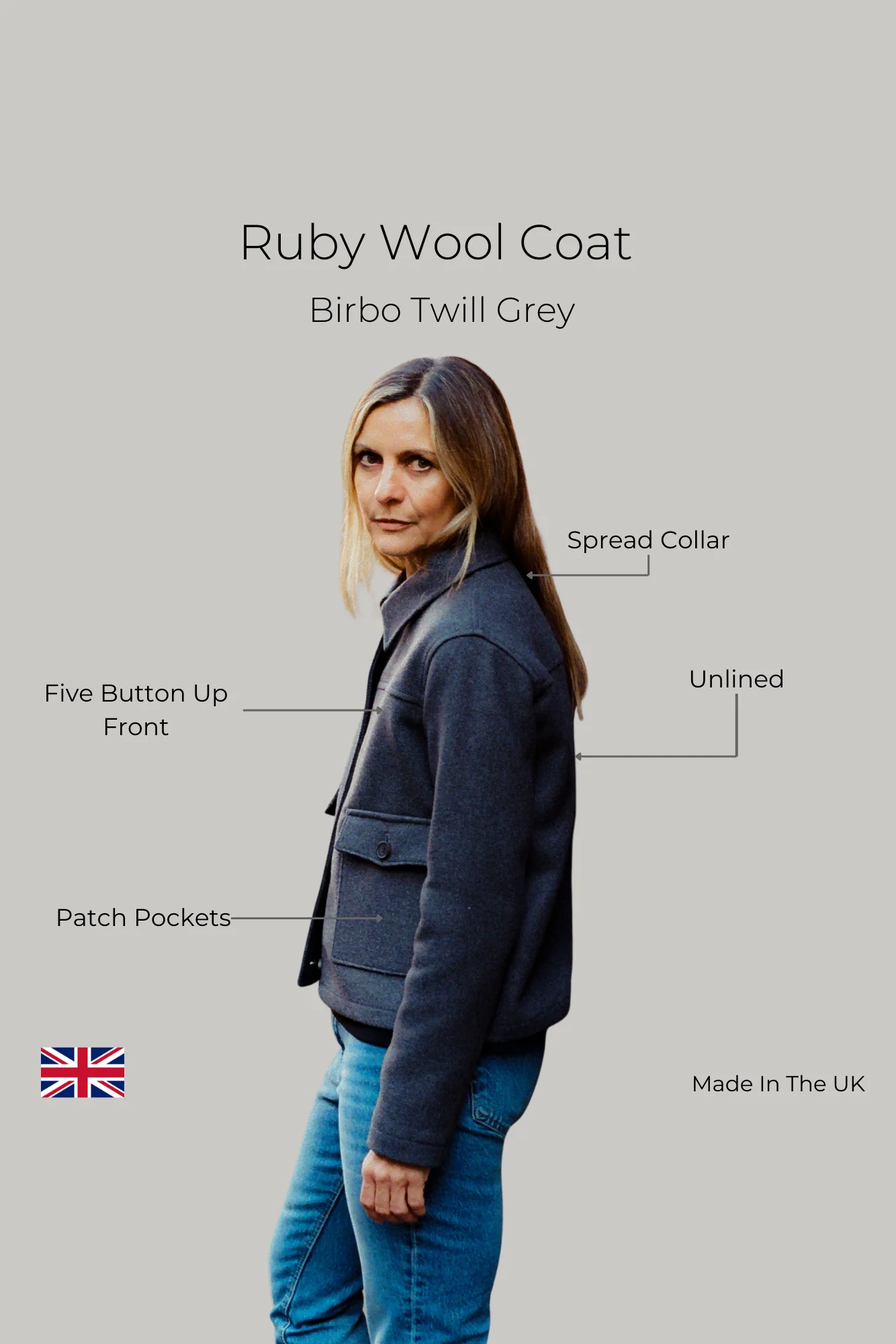 Ruby wool coat - Birbo Twill Grey - Image 6