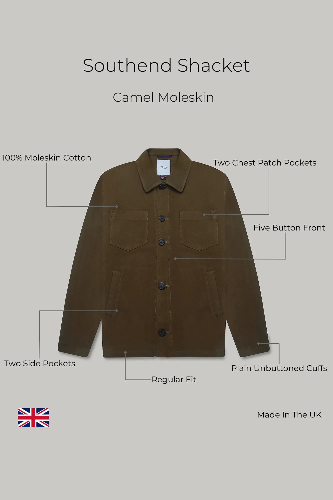 Southend Shacket Unlined - Camel Moleskin - Image 9