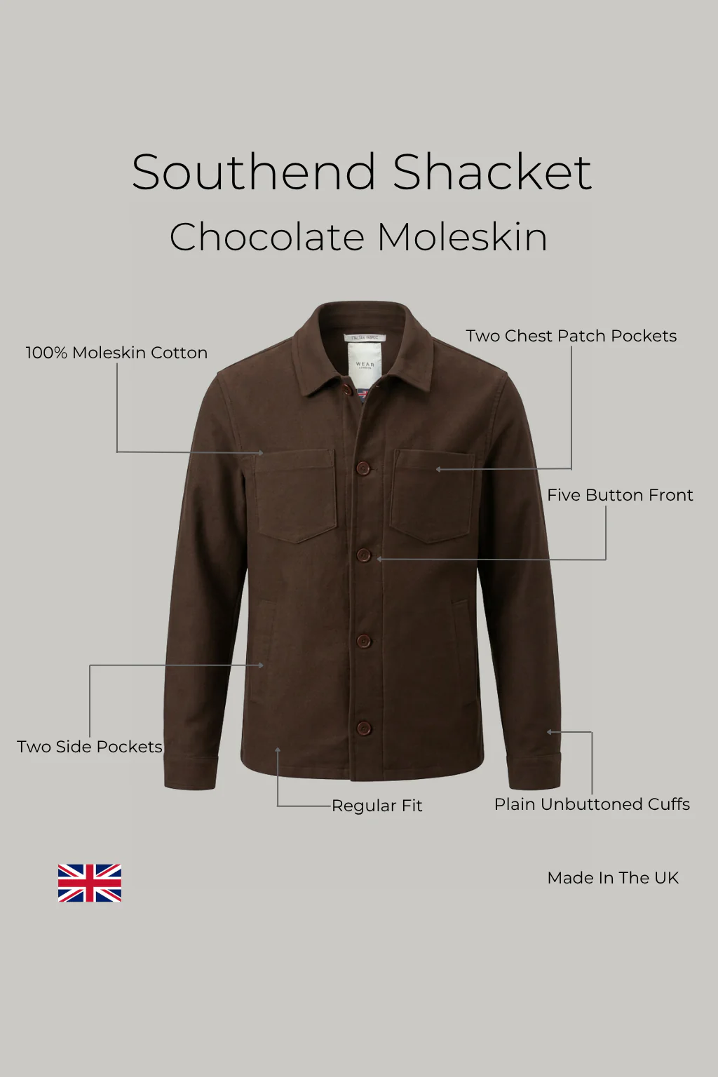 Southend Shacket Unlined - Chocolate Moleskin - Image 3