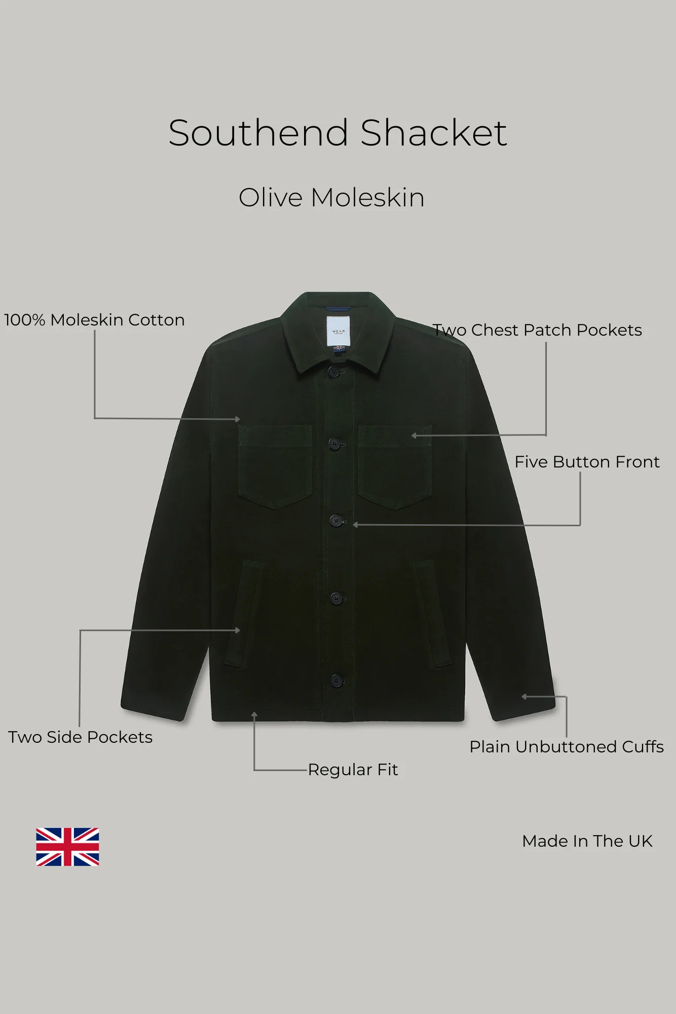 Southend Shacket Unlined - Olive Moleskin - Image 10