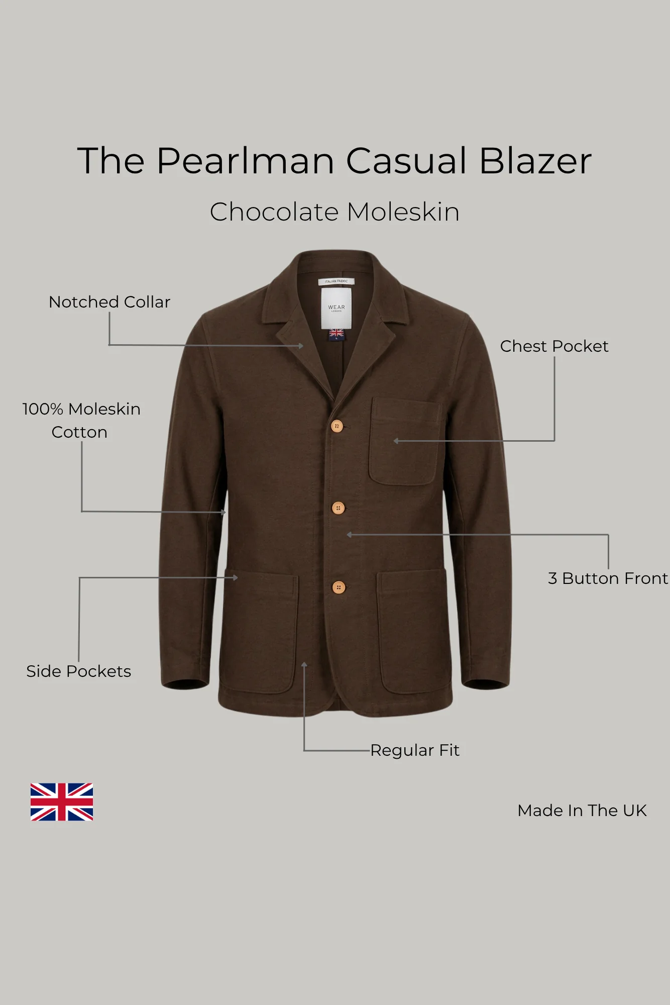 The Pearlman Casual Blazer - Chocolate Moleskin - Image 8