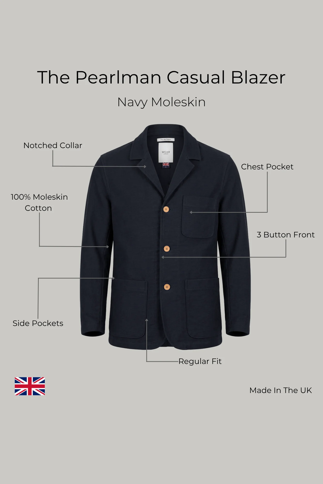 The Pearlman Casual Blazer - Navy Moleskin - Image 5