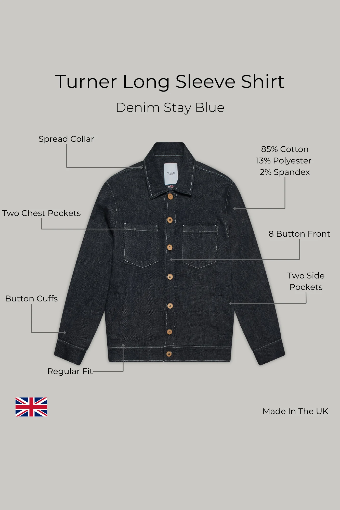 Turner Long Sleeve Shacket - Denim Stay Blue - Image 12