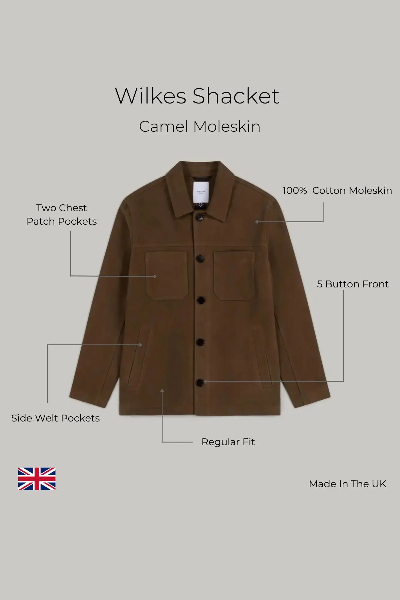 Wilkes Shacket - Camel Moleskin - Image 6